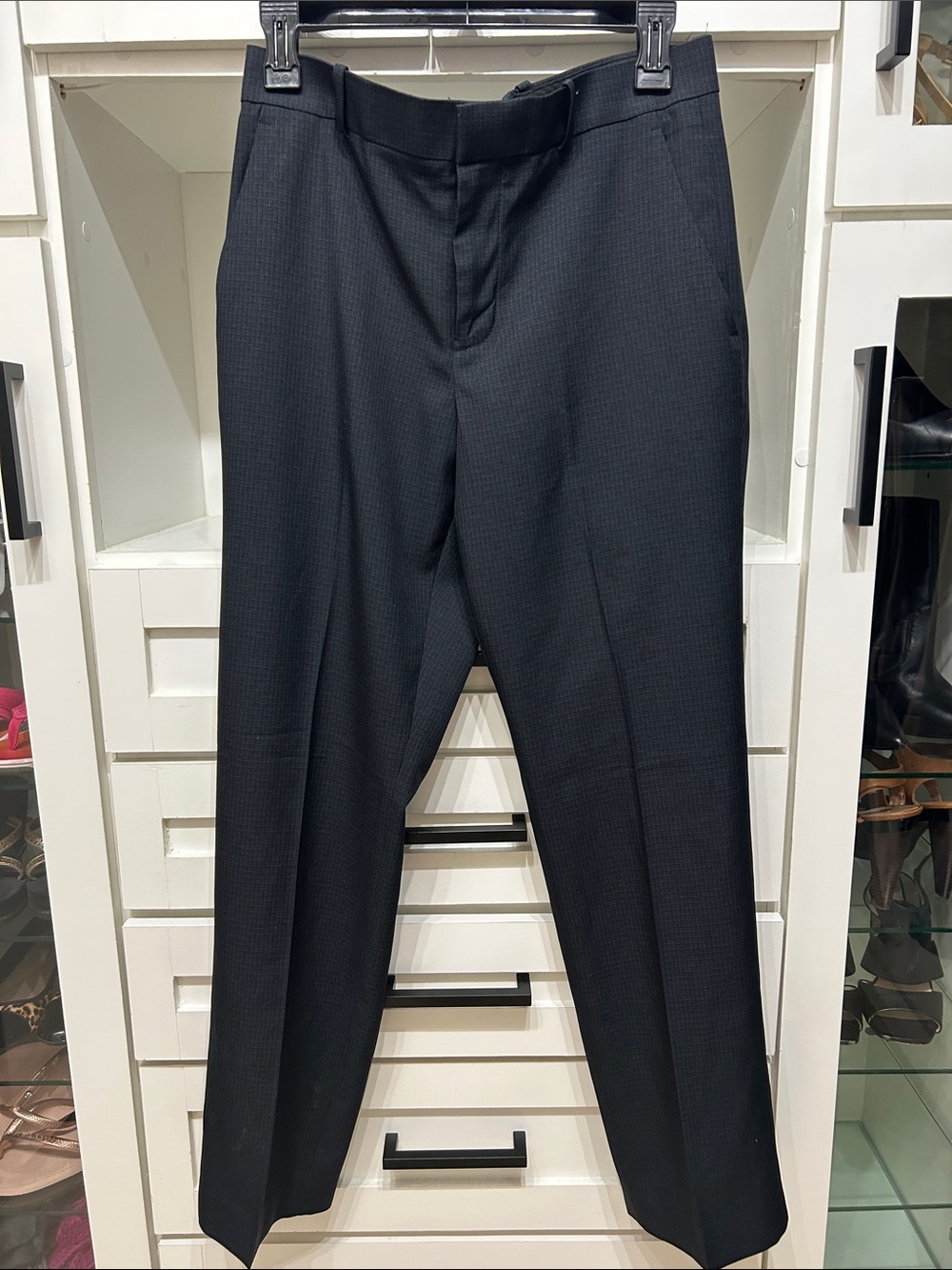 Perry Ellis Portfolio Modern Fit Dress Pants Grey Black Chevron Textured 30x30